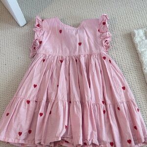 Pink Chicken Pink Gingham Dress with Red Hearts
